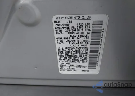 2018 Nissan Rogue Sl из США, поврежденный, VIN JN8AT2MV2JW319657